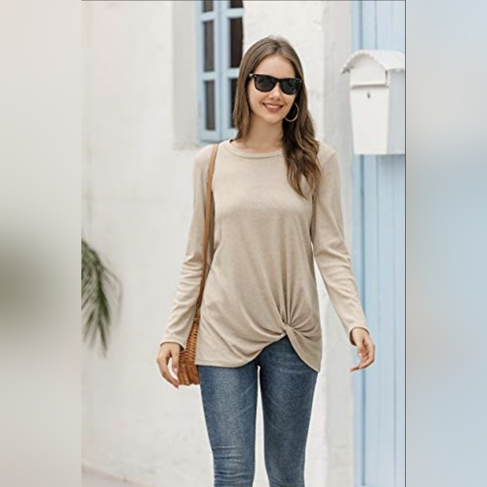 Yidarton Lightweight Long Sleeve Twist Knot Top Shirt Size Medium